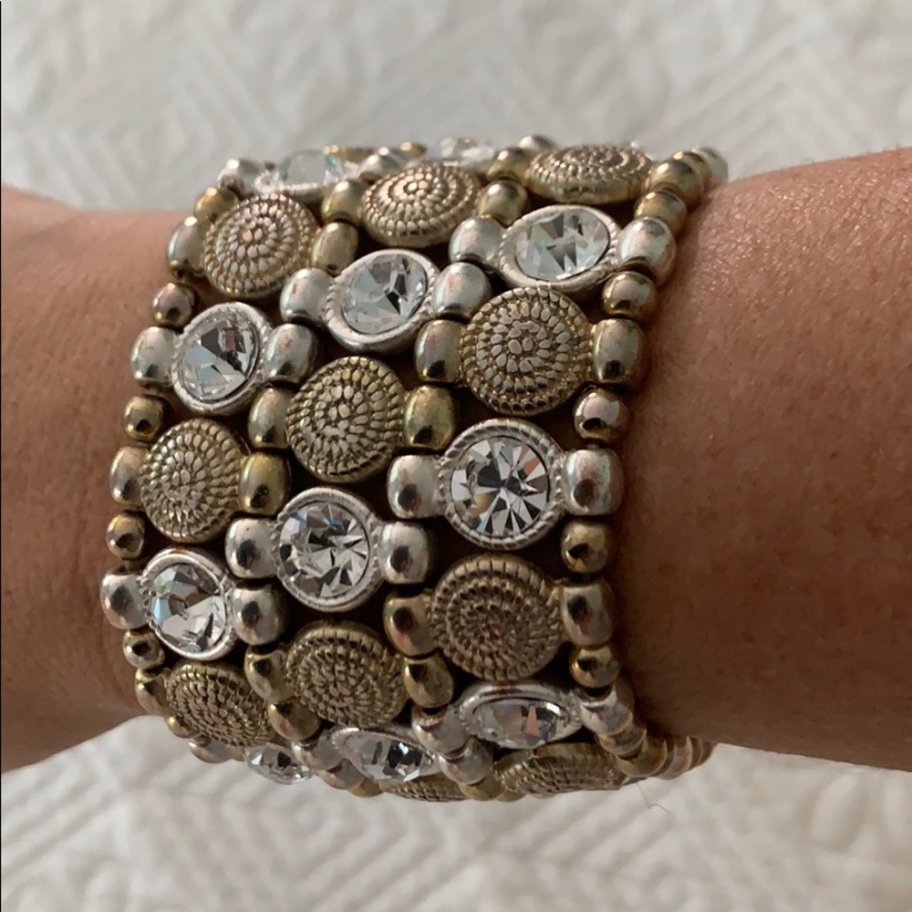 Gold and faux diamond beaded bracelet